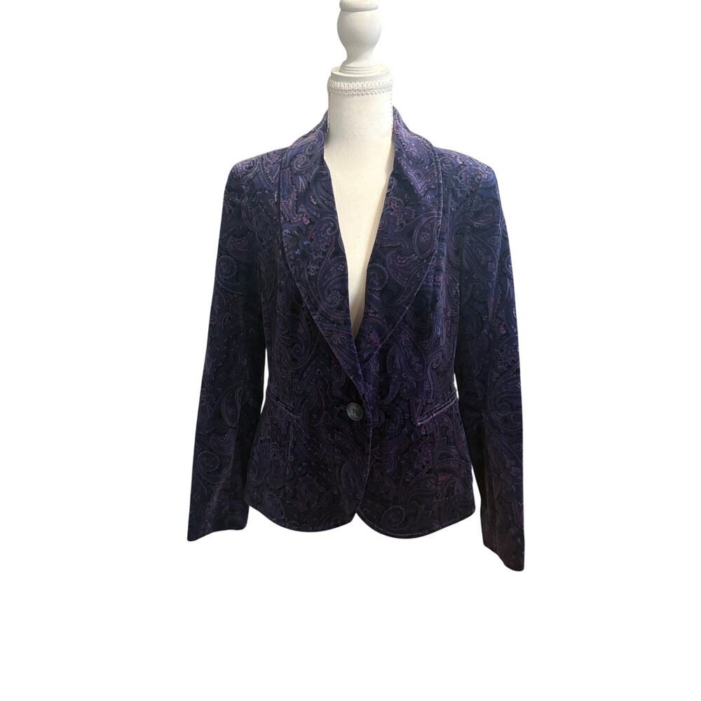 NWOT $1600 Lafayette 148 Velvet Paisley Blazer Jacket Small